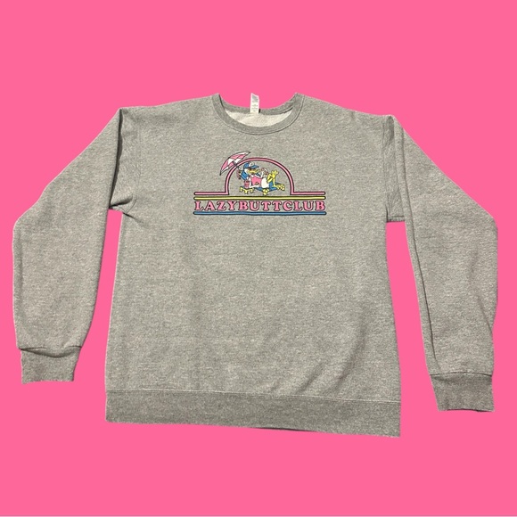 Lazy Butt Club Grey Crewneck Sweatshirt - Picture 1 of 5